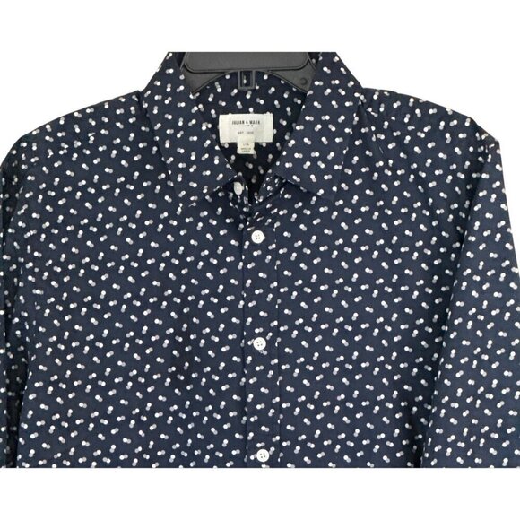 Julian & Mark Geo Dot Long Sleeve Button Front Shirt Gray Black Size L NWT - Picture 5 of 10